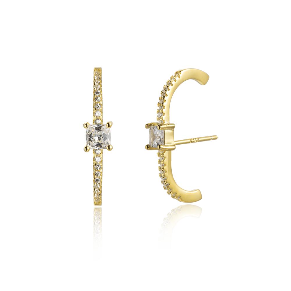 ANDYWEN 925 Prata Esterlina Ouro Quadrado CZ Hoop Piercing Brinco Mulheres Luxo Jóias Finas Presente Luxo Clipes Festa