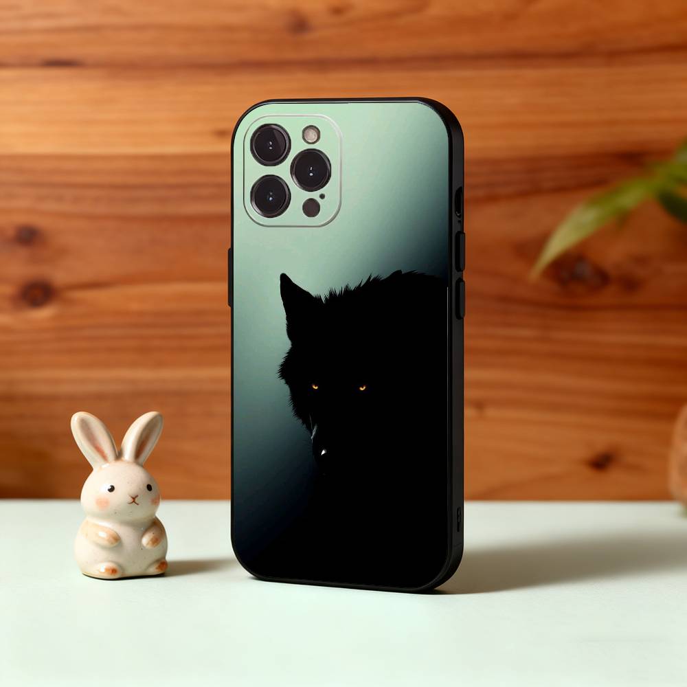 1pc Wolf Phone Case For iPhone17,16,15,14,13,12Plus,Pro Max,XS,5G Soft Silicone Black Cover