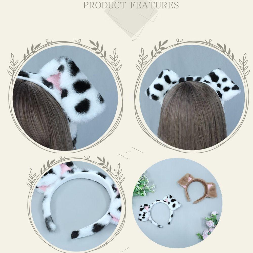 Plush Lolita Hairband Gothic Hair Hoop Cute Dog Ears Headband  Women Girls