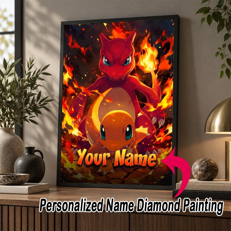 Personalized Charizard Diamond Art Custom Name 5D Diamond Painting Full Drill DIY Craft