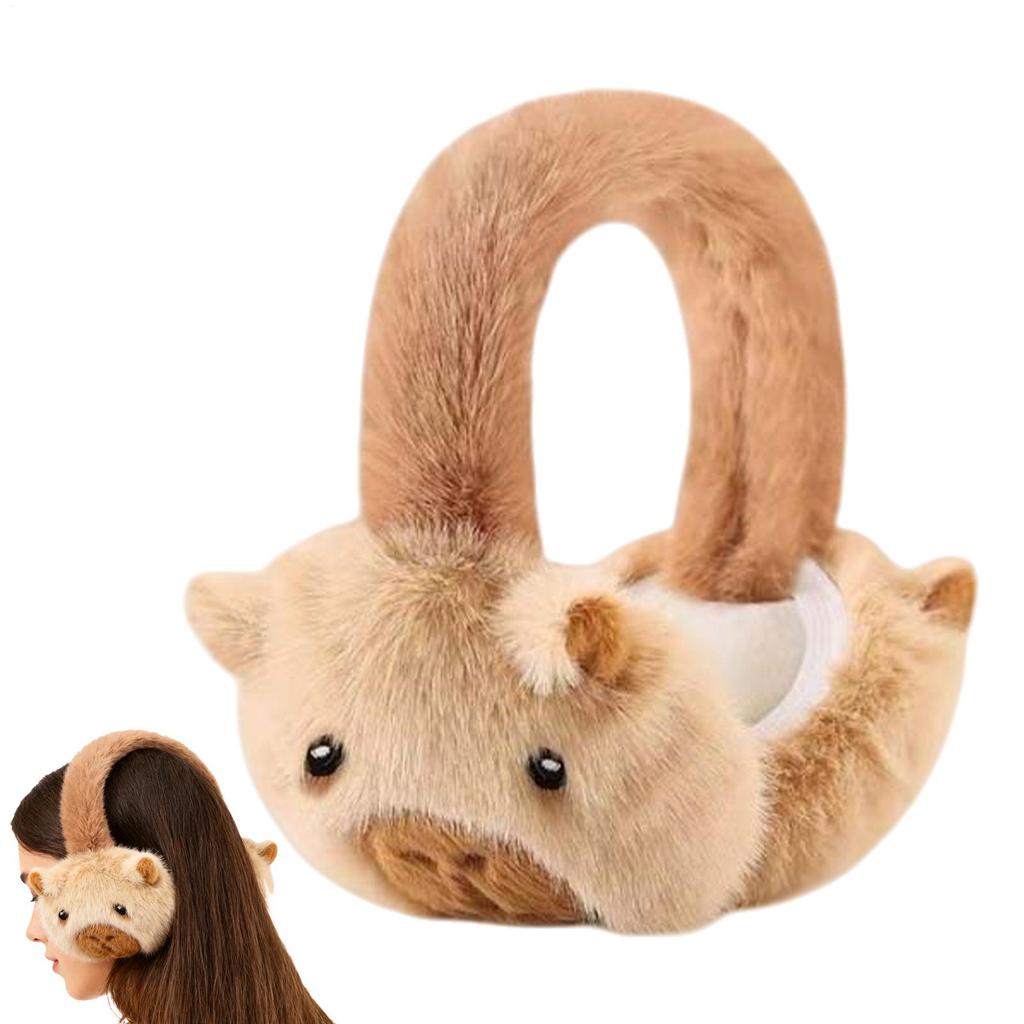 Cozy Ear Warmers Plush Cartoon Capybara Earmuffs Foldable Women Ear Covers for Outdoor Sports Skiing Winter Cold Weather