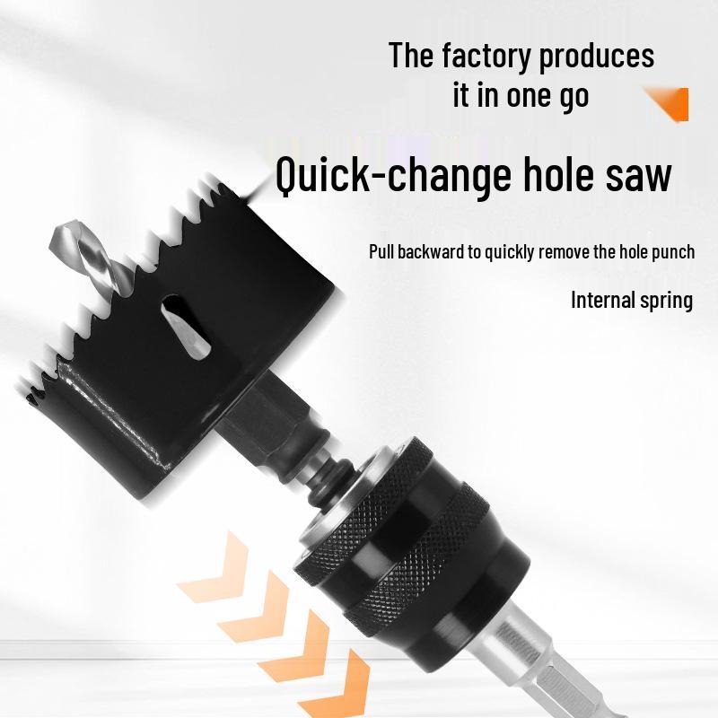 Bimetal Woodworking Hole Saw with Quick Material Removal and Anti-Jamming Extension Rod, Includes Center Drill.