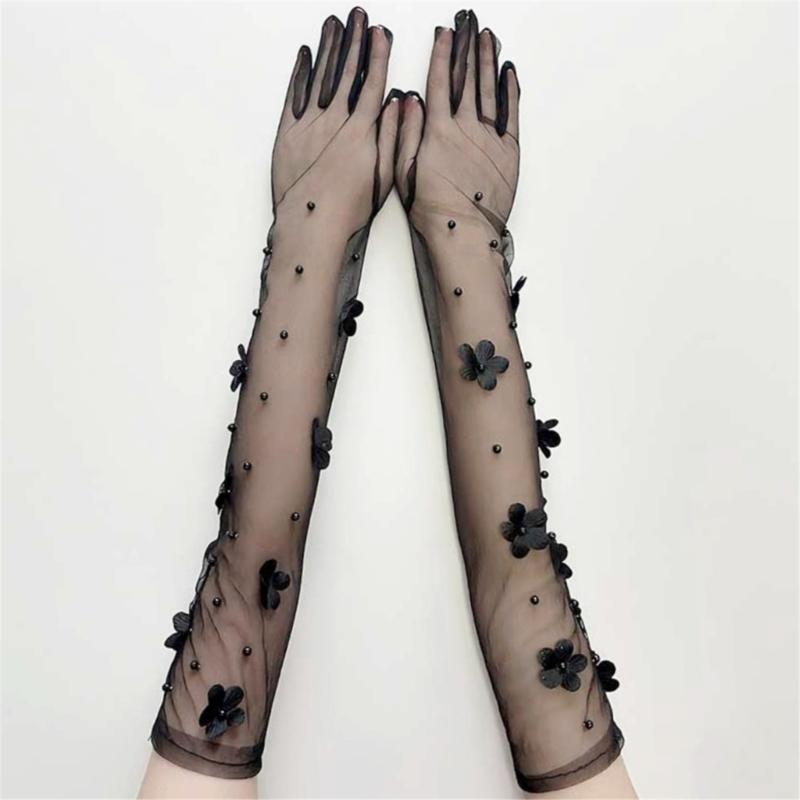 Halloween Spetsblomma Handskar Eleganta Kvällsfest Handbeklädnad Accessoar Stretchiga Andningsbara Polyester Dam Kostym Handskar