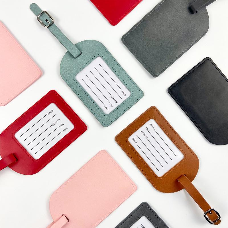 Customizable PU Luggage Tag with Buckle Strap and Logo Option for Cross-Border Travel