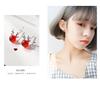 S925 Sterling Silver Garnet Reindeer Antler Stud Earrings - Cute Christmas Gift with Japanese and Korean Girlish Style