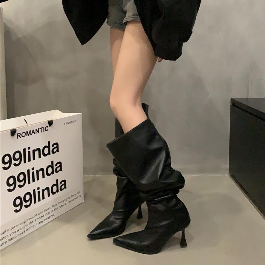 Fashion 2025 New Stretch Soft Leather Women Over The Knee High Boots Fashion Pointed Toe Shoes Autumn Winter Thin Heel Ladies Long Botas