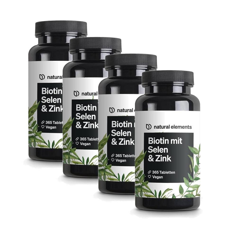 Natural Elements Biotine Selenium Zink Vegan Tabletten 4 stuks 365 Tabletten