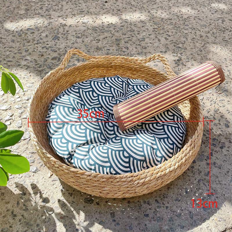 Four Seasons Cat Bed Woven Removable Upholstery Sleeping House Cat Scratch Floor Rattan Washable Cats Pet Products Accessories