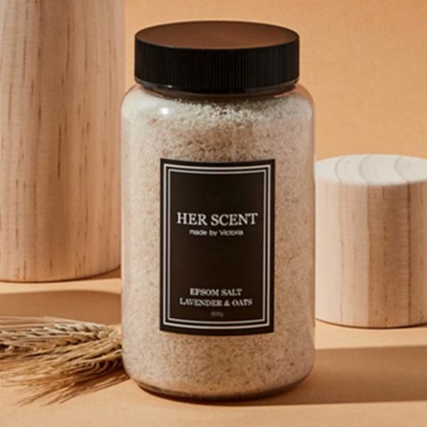 

[Соль для ванн Herscent] Соль Эпсома Натуральная соль для ванн Мята и эвкалипт, 500 г, лаванда и овсянка