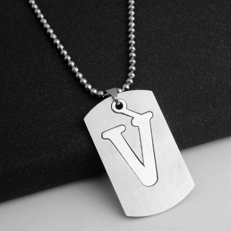 HNSP Stainless Steel Initials Pendant Chain Necklace For Men Women 26 Letter Name Accessories