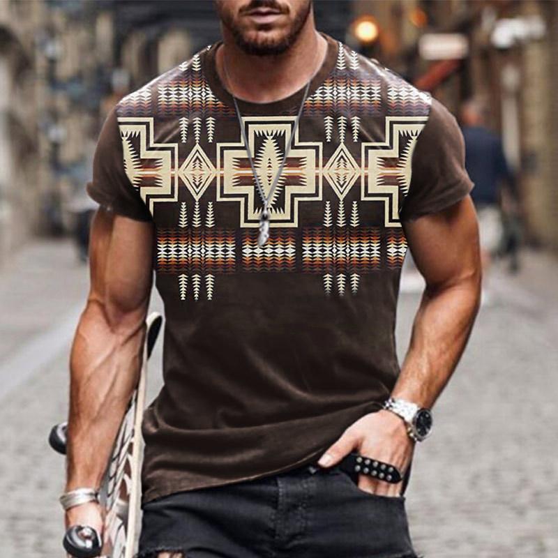 Geometric Ethnic 3D Printed Men's and Women's T-shirts, Short-sleeved T-shirts, Harajuku Fashion Streetwear