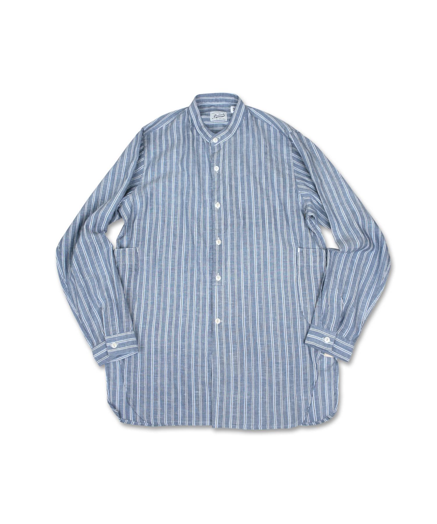 Swell Map Swellmob Linen Collarless French Work Shirts -Stripe- Stripe/M