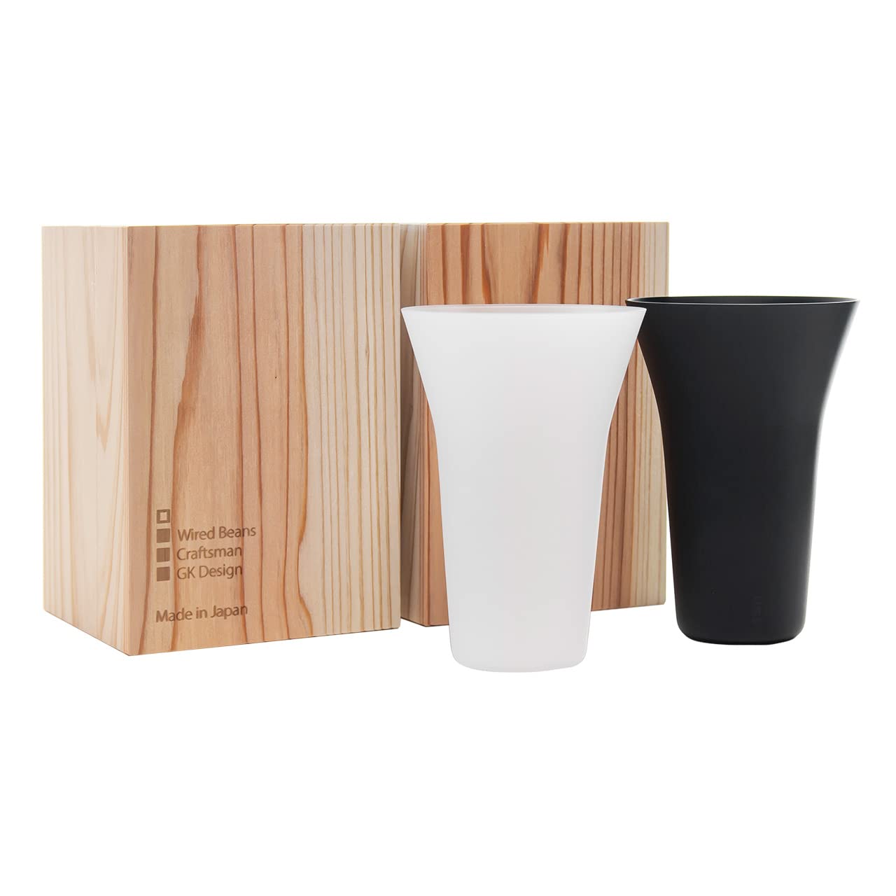 

Wired Beans Eternal Glass Tumbler 240, Thinly Blown, Set of 2, 360ml Tumbler Glass (Frosted/Black Matte), Cedar Boxed