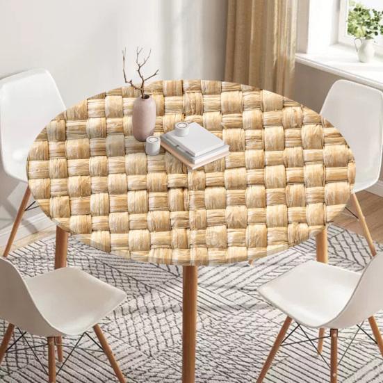 Round Table Cover 47.24" Washable Tablecloth with Elastic Edge 3D Stain-Resistant Table