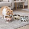 Stainless Steel Pet High Foot Bowl Cartoon Pet Food Bowl Cute Elevated Cat Bowl  Pet Accessories
