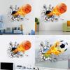 Kids Bedroom Wall Art Sticker With Fire Basketball Pattern Pvc Selfadhesive For Decor