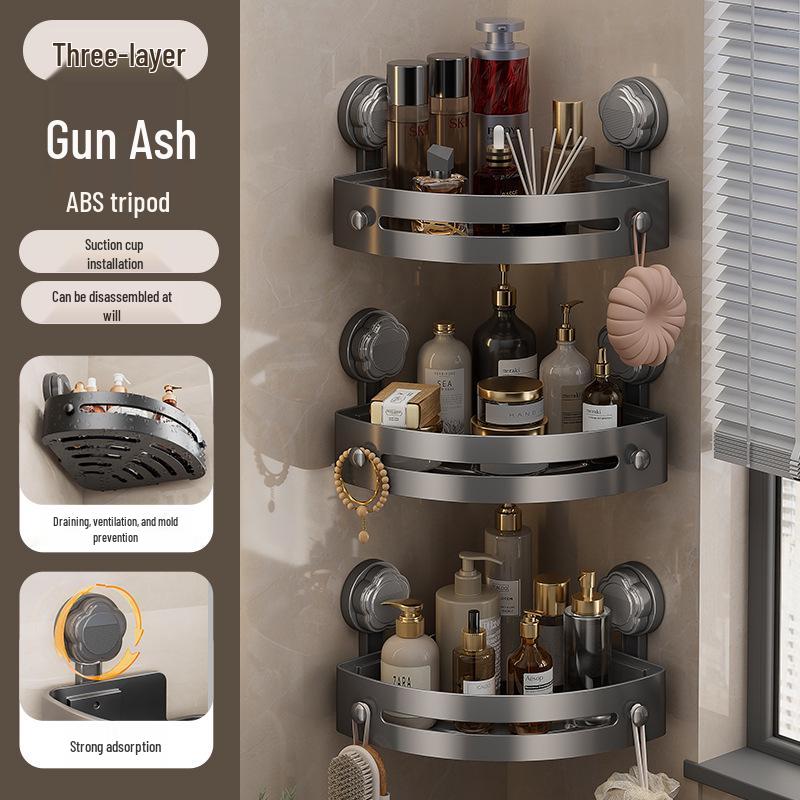 Punch-Free Suction Cup Triangle Bathroom Storage Rack