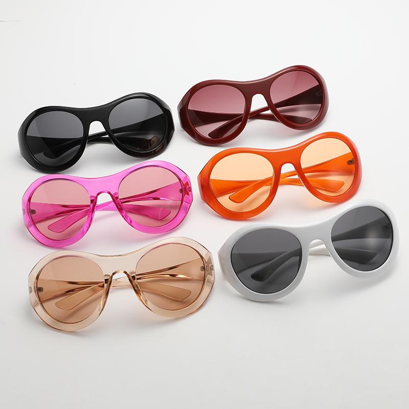 New Fashion Trendy Sunglasses Anti UV Big Frame Oval Glasses Personalized Retro Street Po Glasses Female