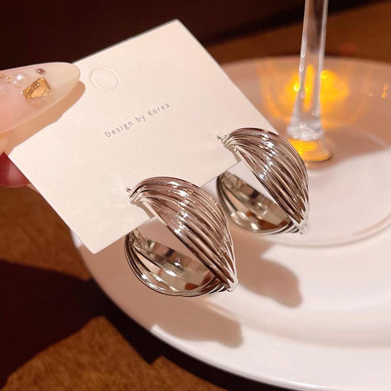 

Большие витые металлические серьги-кольца в стиле ретро в европейском и американском стиле — универсальный и смелый стиль для женщин A163 серебряный