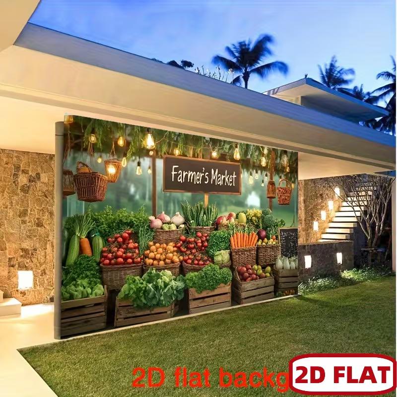 2D Country Farmer's Market Backdrop, Food Photography and Party Background