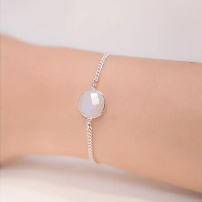 HR 58B_Round Cut Moonstone Bracelet (Silver 925)