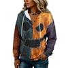 Women's Fashion Hooded Halloween Print Sweatshirt with Buttons for Festive