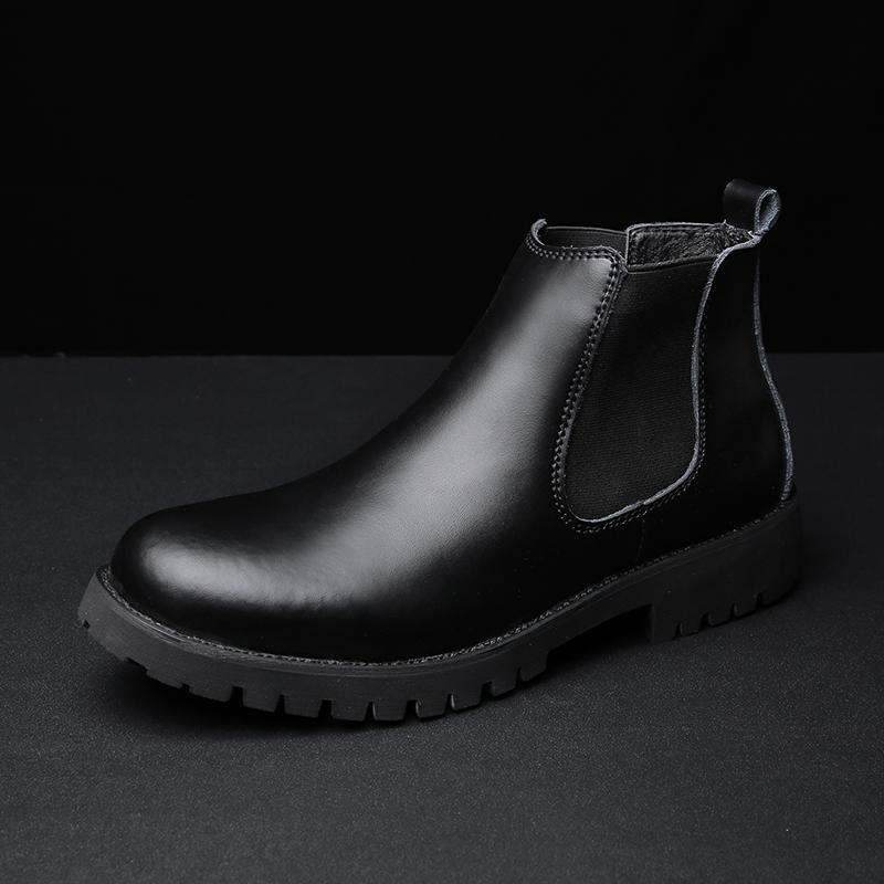 

Свадебные мужские фирменные ботинки из кожи, повседневная обувь, мужские туфли «Челси», модные туфли для мужчин на платформе, новейшие зимние коричневые черные ботинки 45