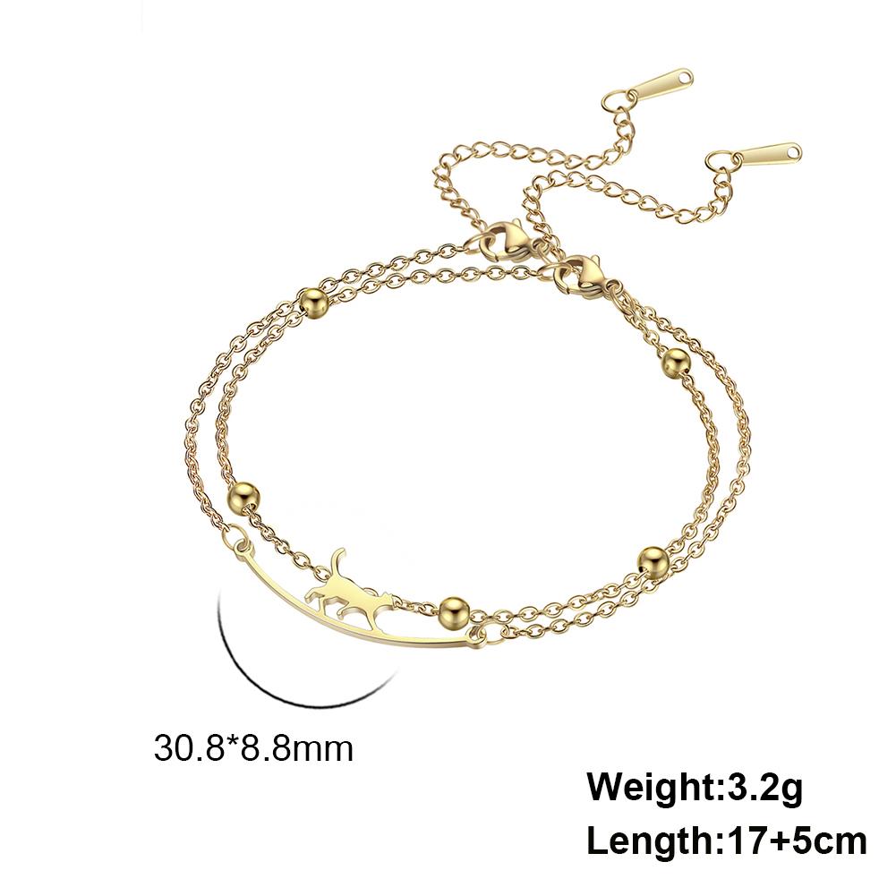 Cazador Stainless Steel Walking Cat Box Chain Bracelet for Women Animal Kitten Wax Rope Bracelet Jewelry Mother's Day Gift
