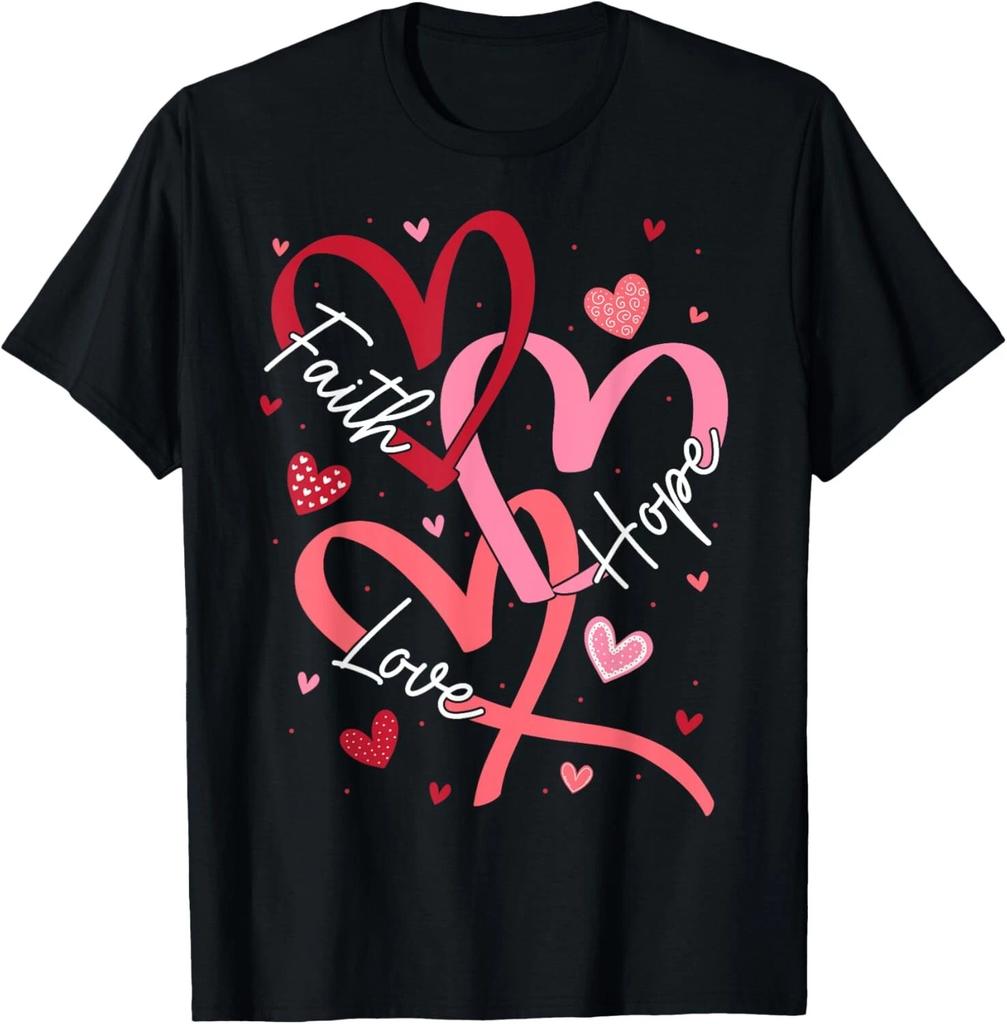 Valentine_s Day Christian Faith Hope Love Hearts Religious T- Shirt
