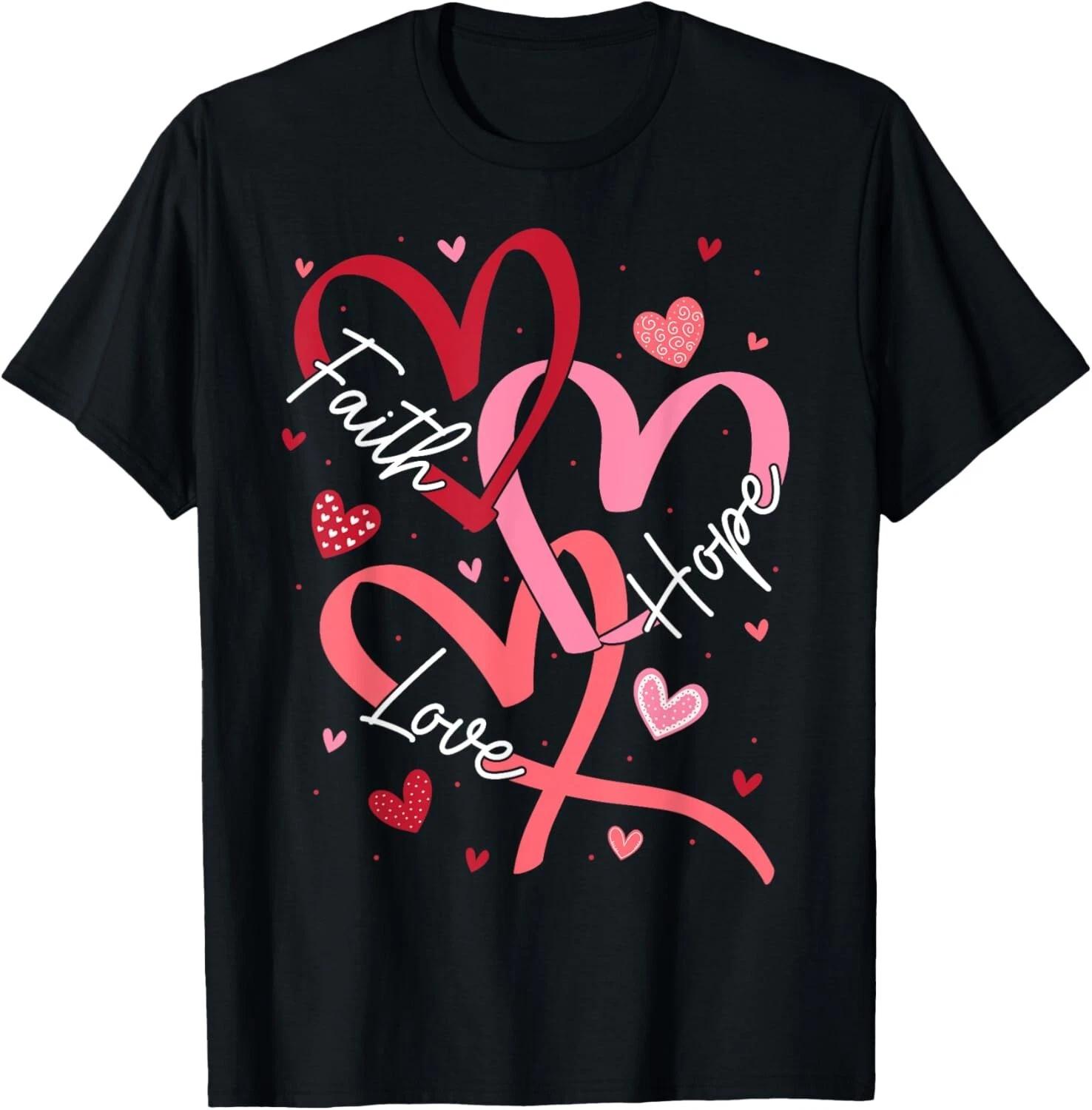 Valentine_s Day Christian Faith Hope Love Hearts Religious T- Shirt M