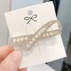 Women Hairpin Bow Shape Faux Pearl Rhinestone Faux Crystal Decor Hollow Out Exquisite Anti-slip Sparkling Luxury Hair Decoration Hair Clip
