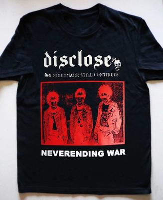 T-shirt Noir Coton Lourd Taille Unique TU233 Unisexe Disclose Band Neverending War