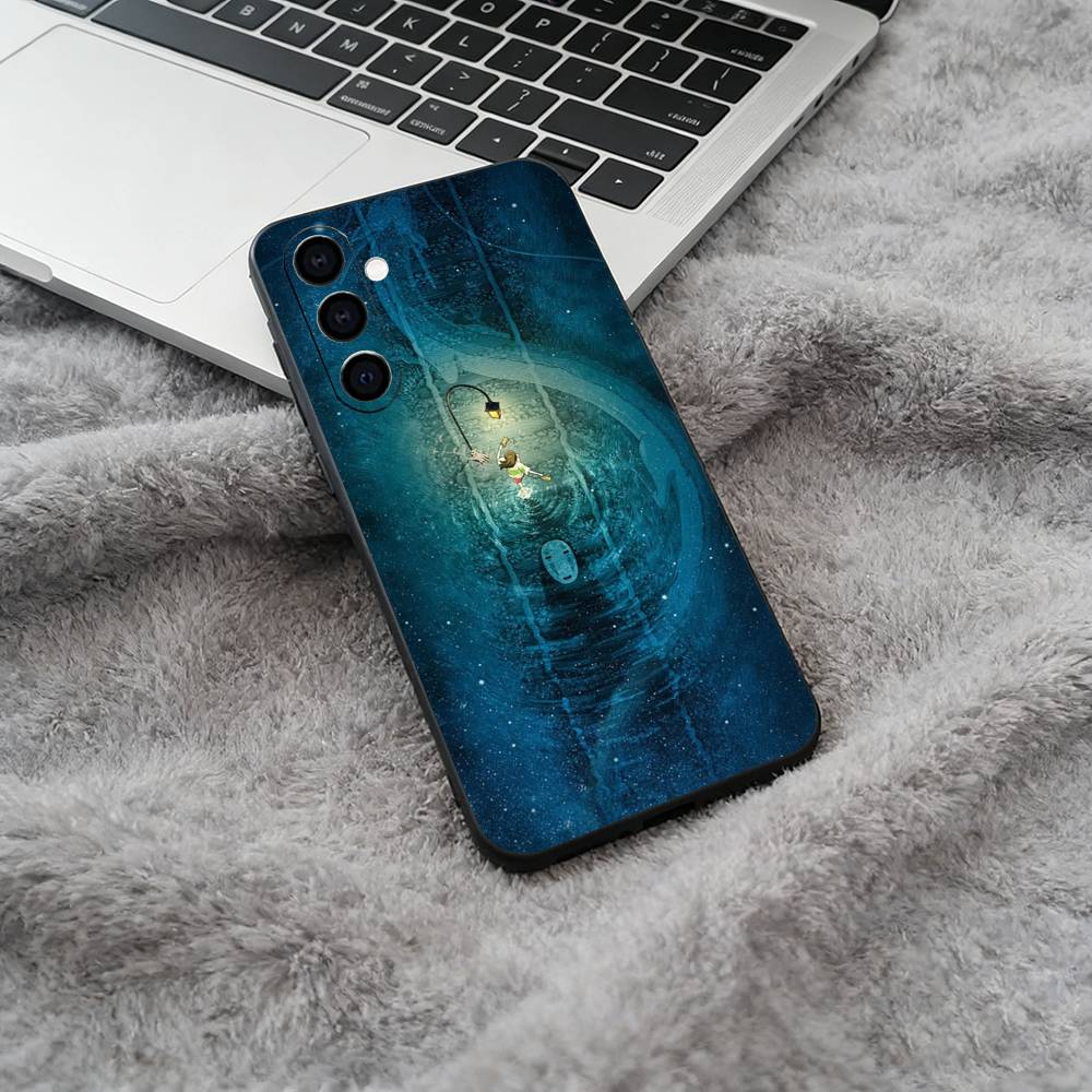 S-A-Spirited Away Black Soft Silicone Phone Case for Samsung Galaxy A73, A71, A72, A70, A53, A52, A51