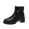 New Fashion Solid Color Versatile Women's Shoes Low Heel Comfortable Pointed Toe Zipper Bow Decoration Women's Boots