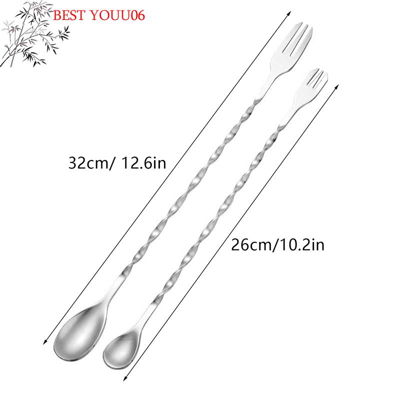 Taille S/L Acier Inoxydable Bar Agitateur à Cocktail Cuillère à Mélanger Tige Filetée Cuillère à Cocktail Agitation Bartending Outil de Bar Vin Accesso