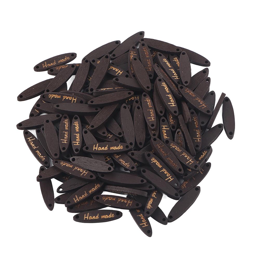 200pcs Oval Wood Buttons Handmade Label 2Holes Wooden Decorative Buttons DIY Scrapbooking Craft