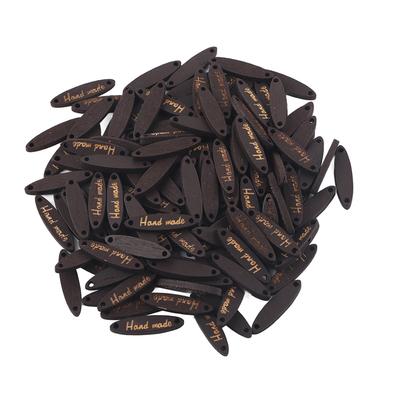 200pcs Oval Wood Buttons Handmade Label 2Holes Wooden Decorative Buttons DIY Scrapbooking Craft