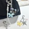 Hand Painted Butterfly Beaded Keychain For Bag Charm Spring Theme Double Tone Sparkling Jewelry Phone Accessory
