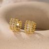 Elegant Inlaid Zircon Ear Cuff and Gold Electroplated Elf Ear Stud Earrings for Women