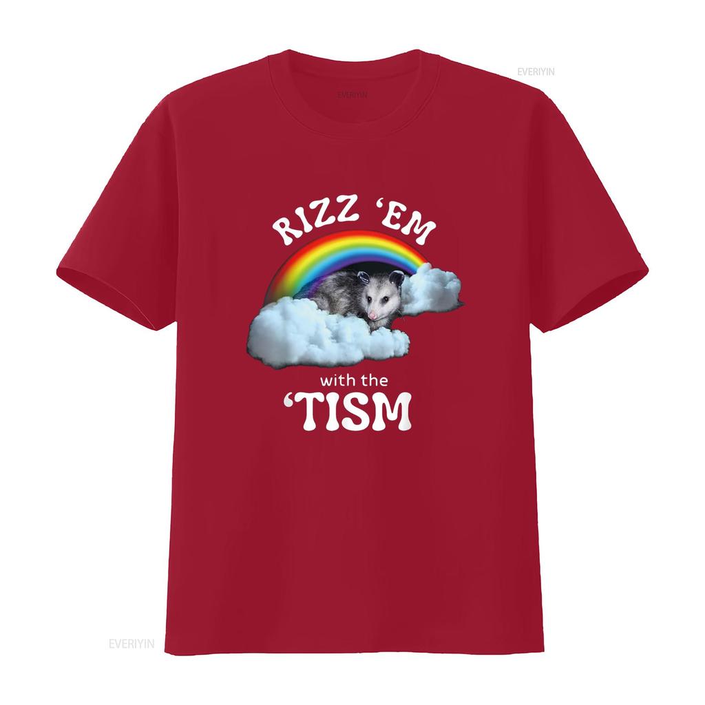 Autism Funny Rizz Em With The Tism Meme Autistic Opossum T Shirt vintage Washed Slightly Stretched homme fashion graphic
