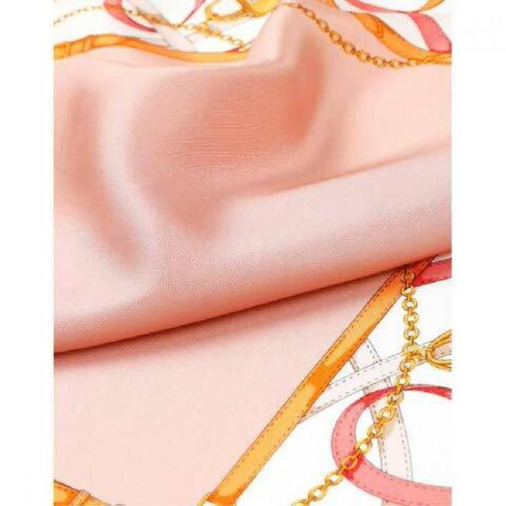 Daks Pink Chain Print Silk Square Scarf Dcsc2f142p2