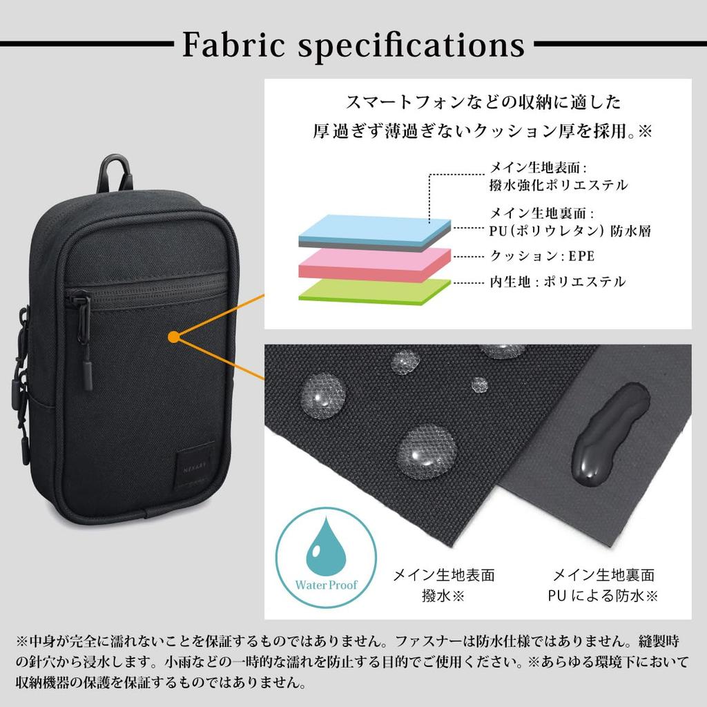 NEXARY Smartphone Pouch Backpack with Shoulder Strap and Waist Holds 2 Devices Strap, Water-Repellent, (Black)