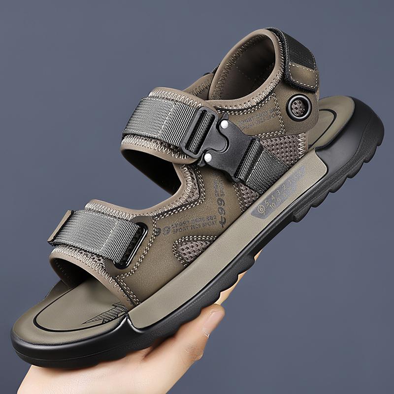 

Fashion Beach Vacation Leather Men Sandals Summer Quality Hand Sewn Thread Sandal Outdoor Thick Soled Comfort Men Casual Fashion Sandals 44