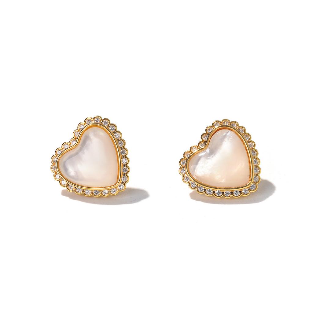 Niche Design Sense Geometric White Shell Square Zircon Earrings New Summer Geometric Earrings Niche Temperament Earrings