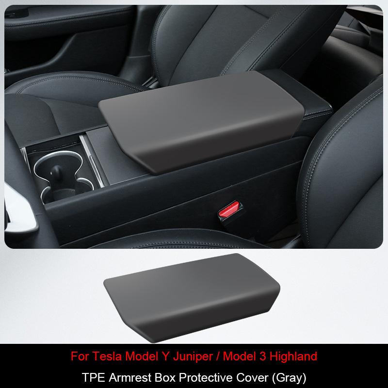 For Tesla Model Y Juniper Center Console Armrest Cover TPE Model 3/Y 2021-2025 Armrest Protection Cover Anti-slip Mat Accessory