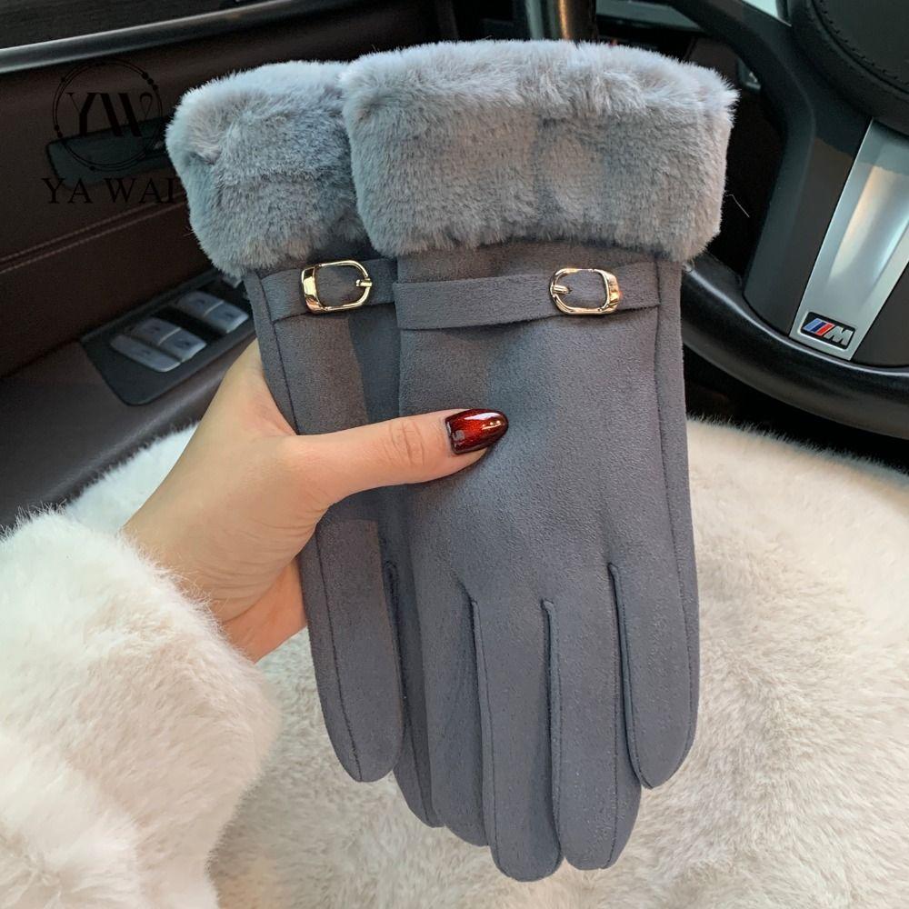 Soft Suede Gloves Windproof Women Winter Gloves Thicked Full Fingers Mittens  Autumn/Winter
