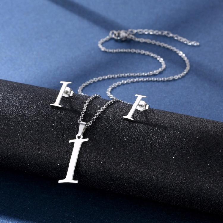 Fashion Stainless Steel Necklace with Letter Pendant Unique Ear Studs Unisex Pendant Necklace Suitable for Adding Charm