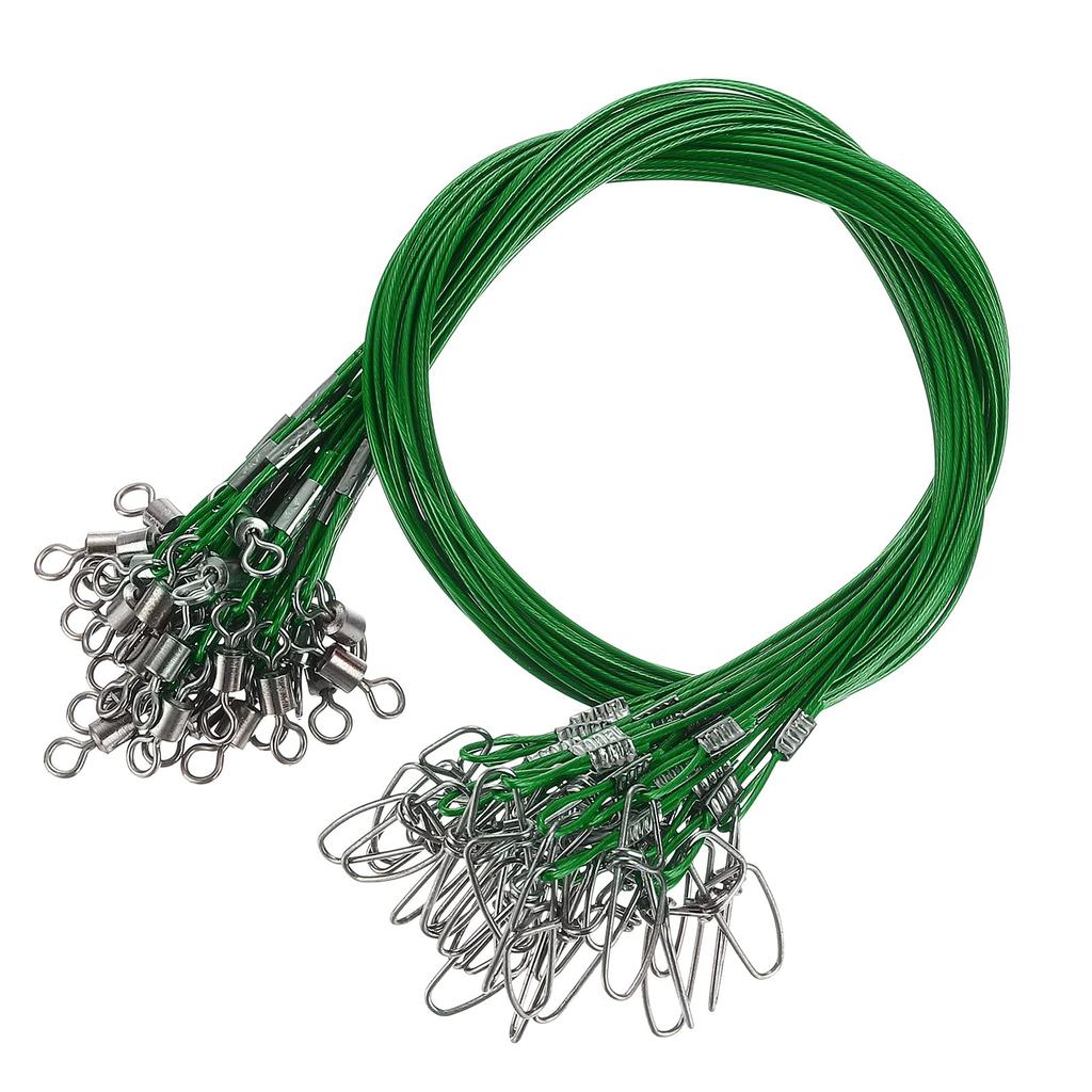 PATIKIL Fishing Leader Fishing Trace Lure Leader Stainless Steel Fishing Wire Line for Saltwater and Green 19.7" Wire, 30-Pack Line, High-Strength