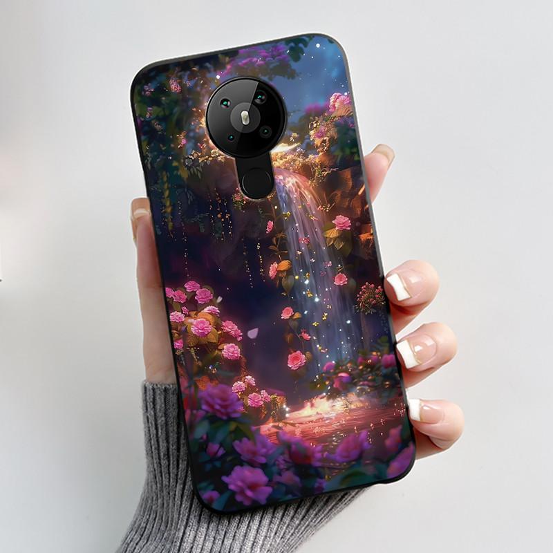 For Nokia 5.3 INS Aesthetic Black For Nokia 5.4/Nokia 3.4 Shockproof Jelly Cover Coconut Tree Pattern Anti-Scratch Soft Shell