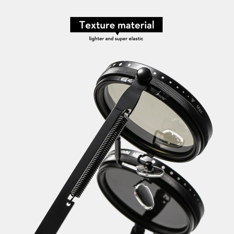 Leisure Round  Adjustable Dimming Double Filter Sunglasses Uv-Resistant Personalized Polarized Light Glasses Eye Protection
